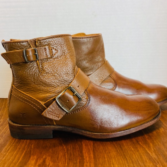 Frye Womens Brown Leather Buckle Zipper Booties, 8.5. - Picture 7 of 8